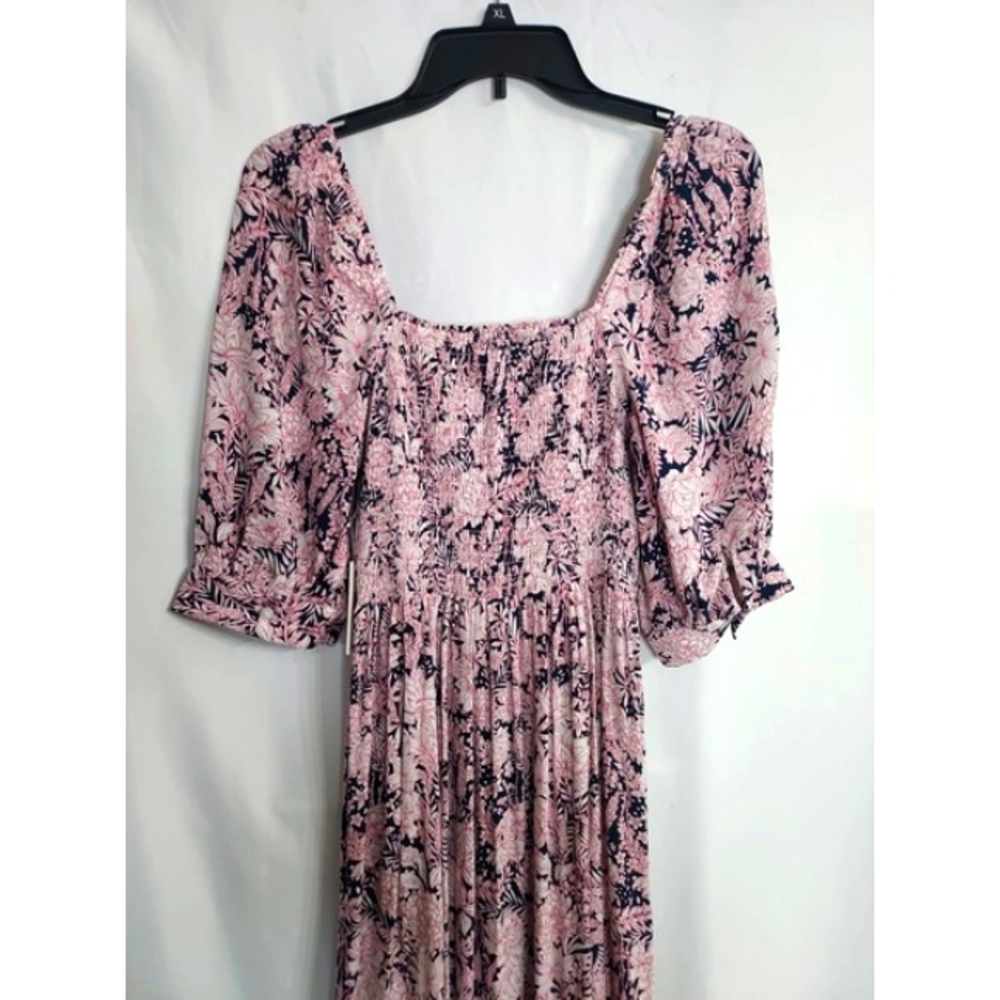 Something Navy - Pink/Navy Fairy Floral Print Smocked NWT Maxi Dress Size M - Picture 2 of 9